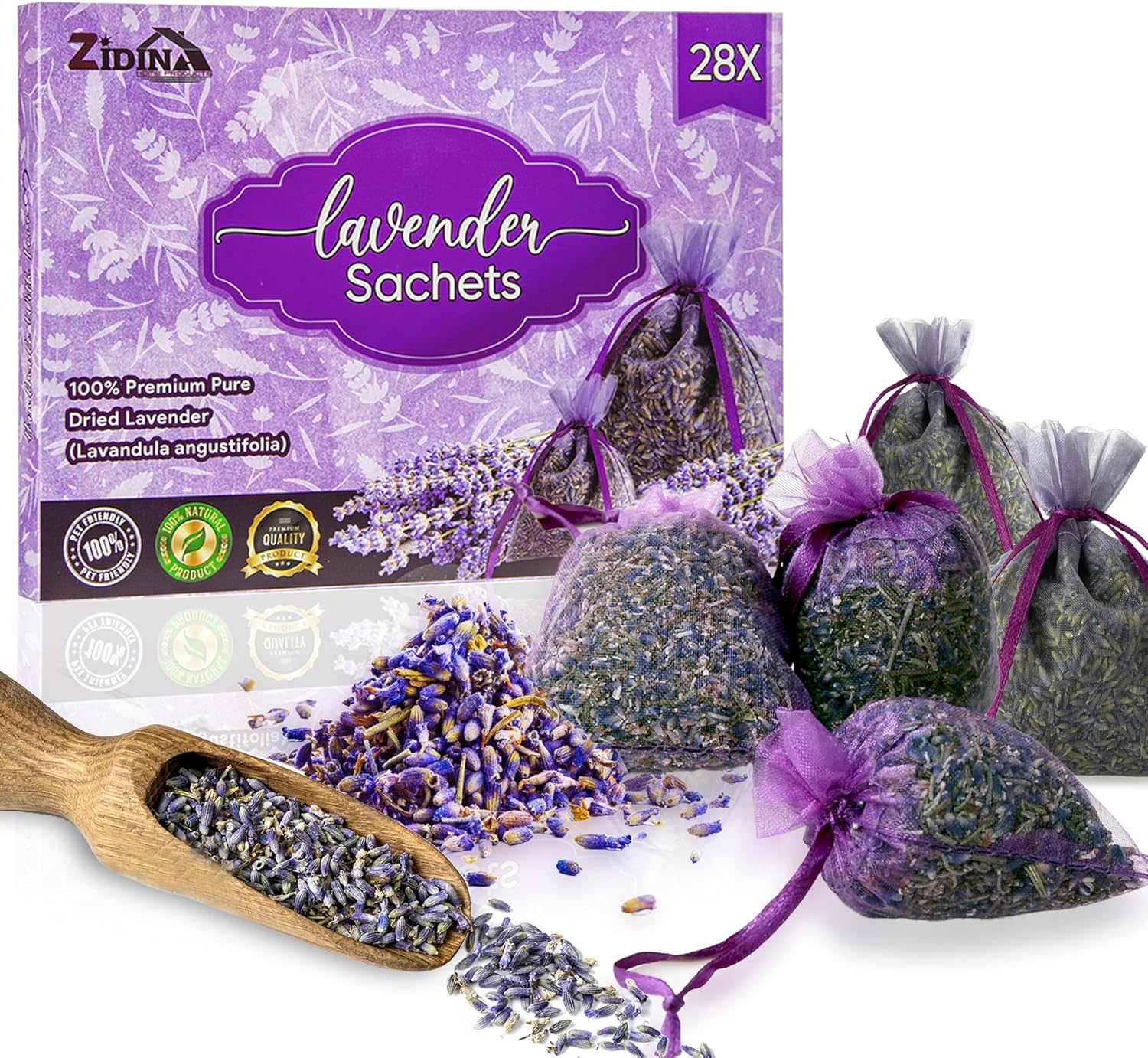 28 Pack Organic Lavender Sachet Bags for Closets and Drawers