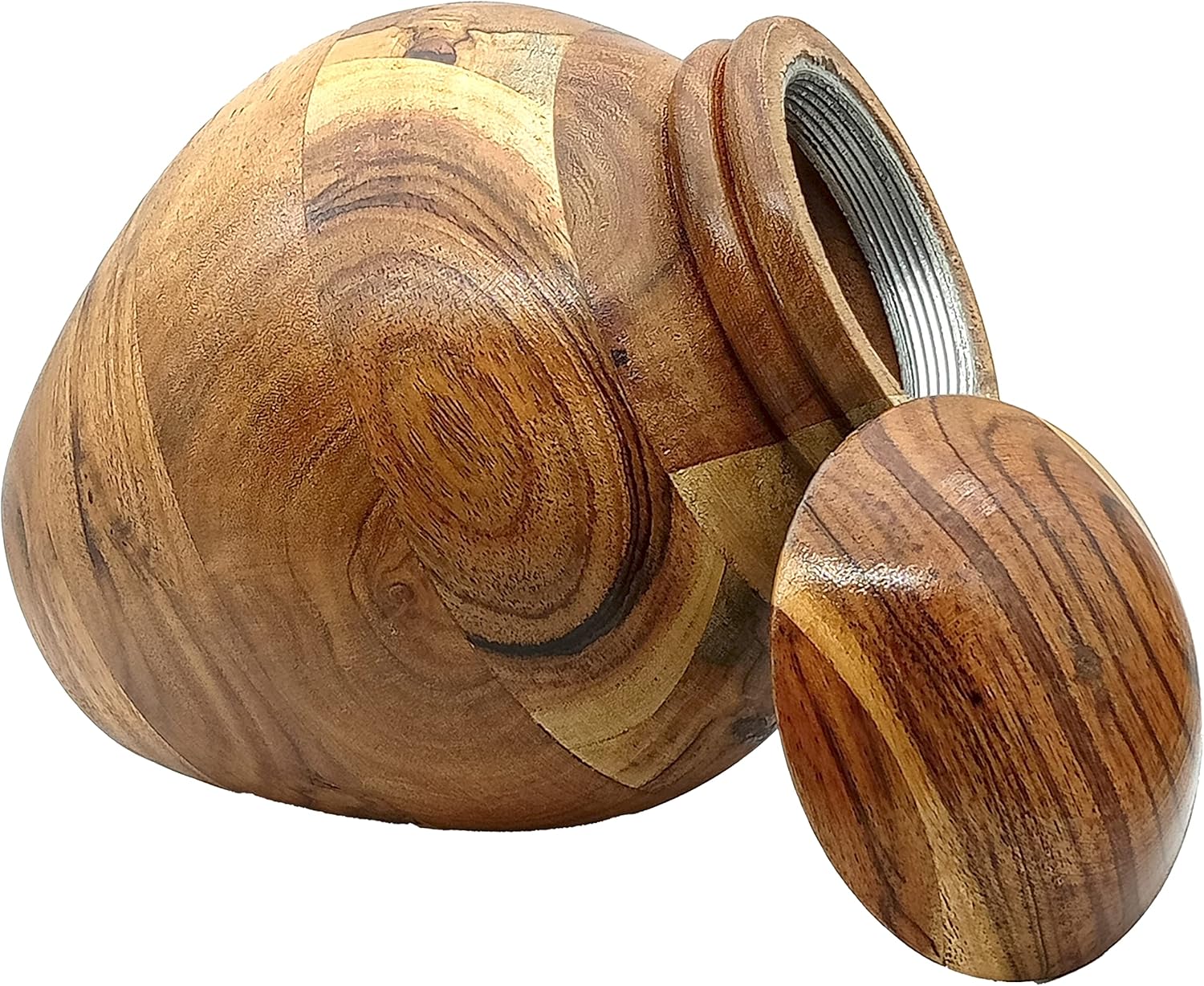 Handcrafted Wooden Urn for Human Ashes with Velvet Bag