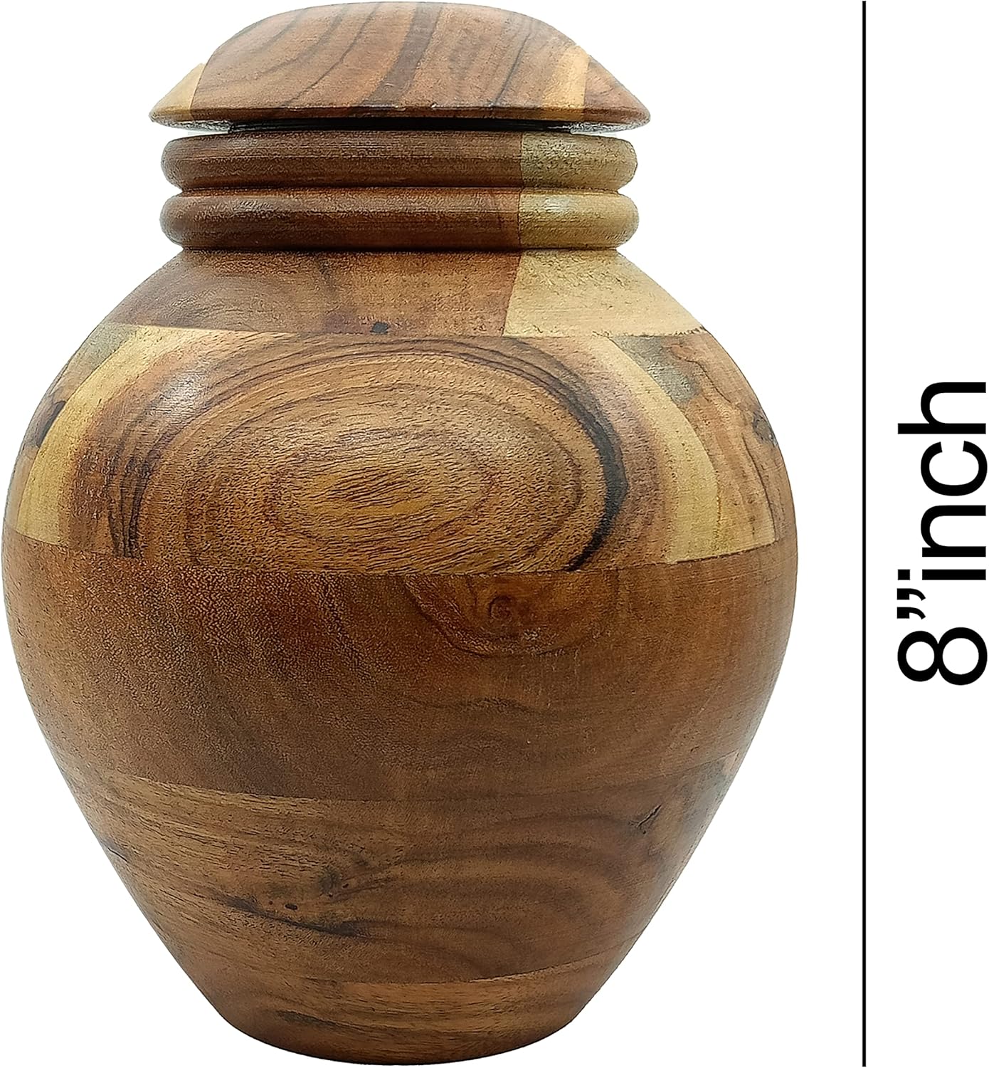 Handcrafted Wooden Urn for Human Ashes with Velvet Bag