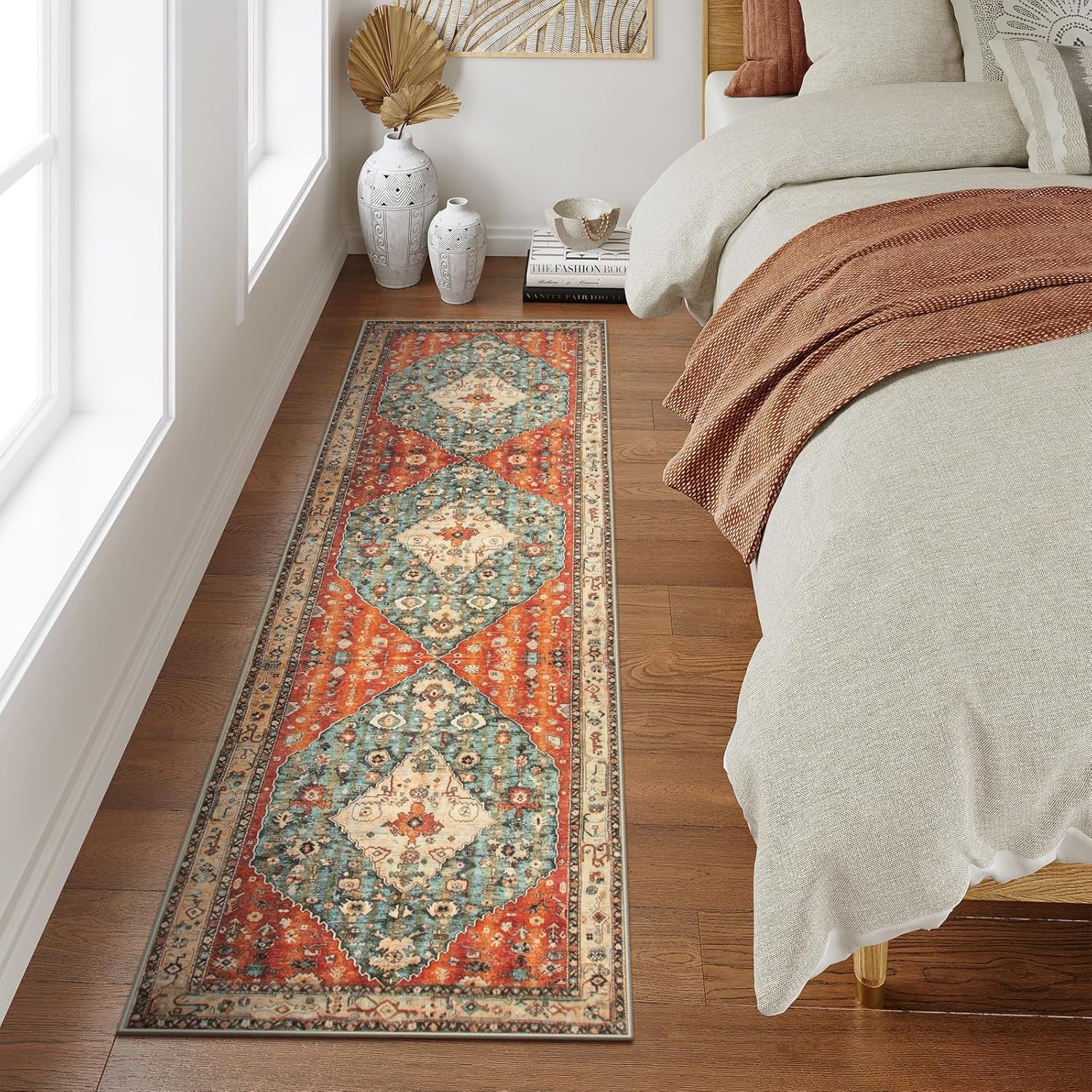Lahome Boho Tribal 26 x 10 Washable Runner Rug