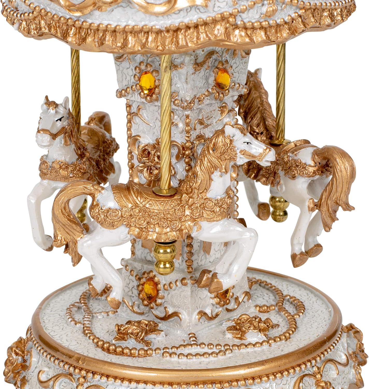 Elanze Designs Gilded Gold Tone Horse Musical Carousel 10 Inch