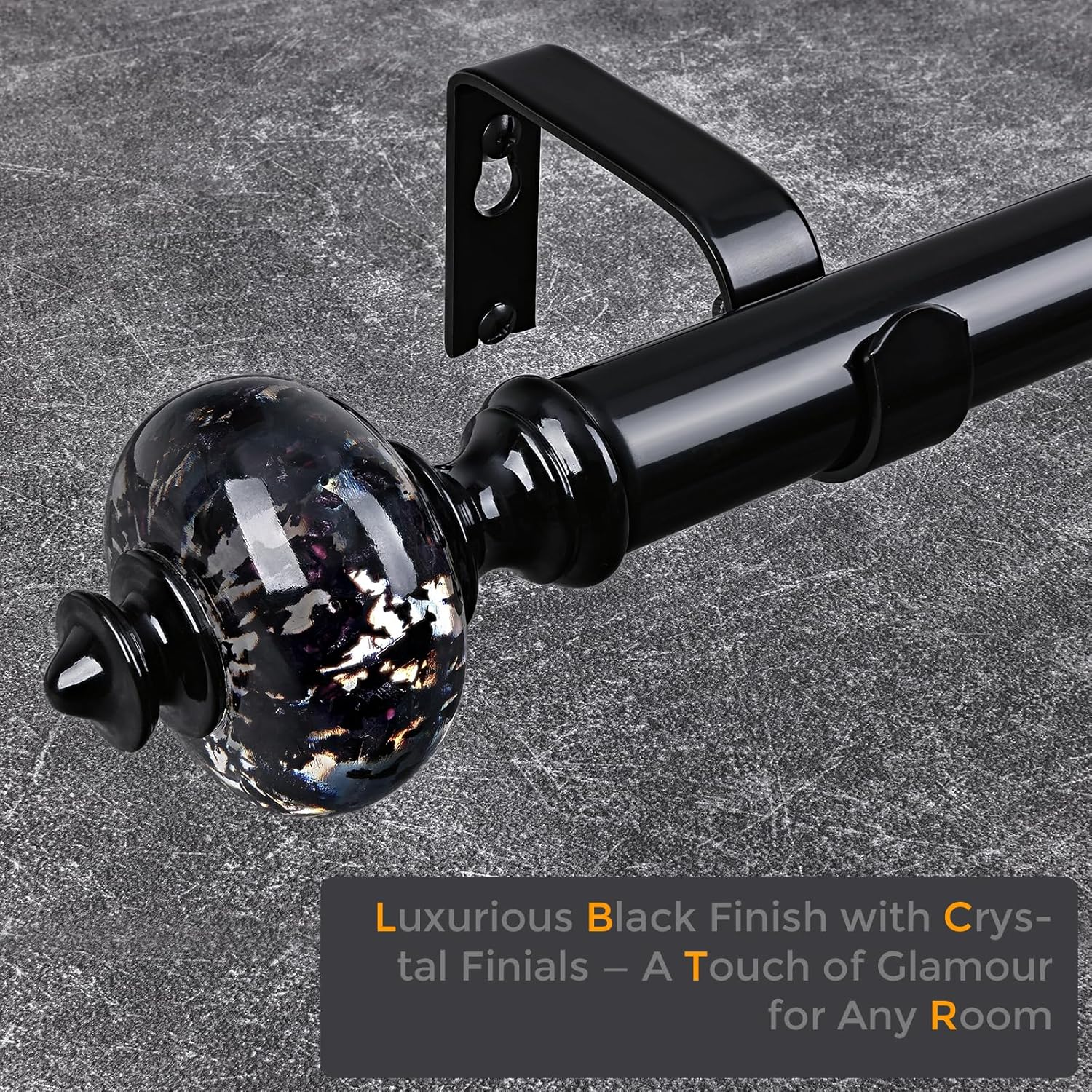 JRZOO Black Curtain Rod 30-88 Inches Adjustable