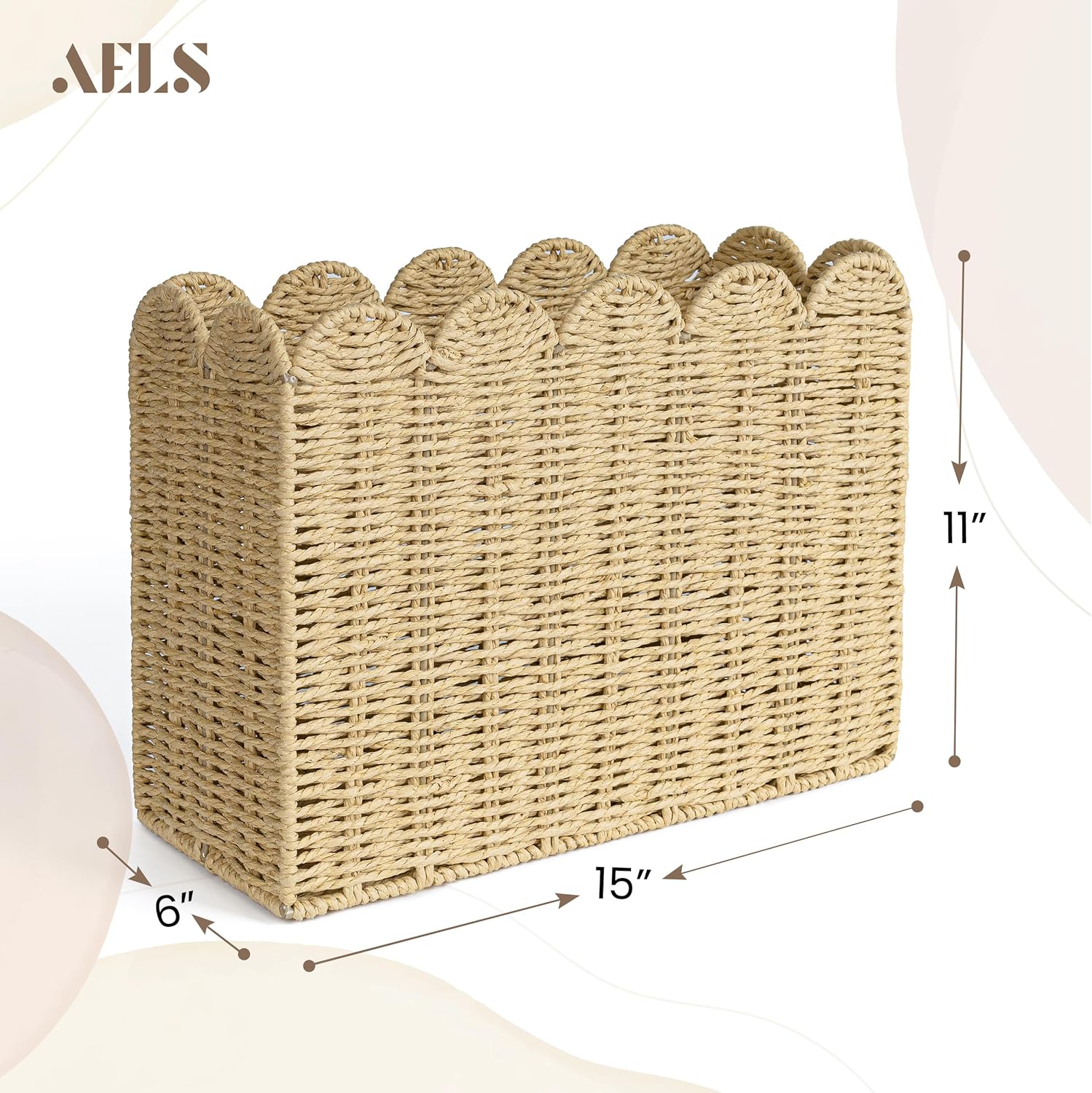 AELS Woven Magazine Holder Floor Rack Book Basket