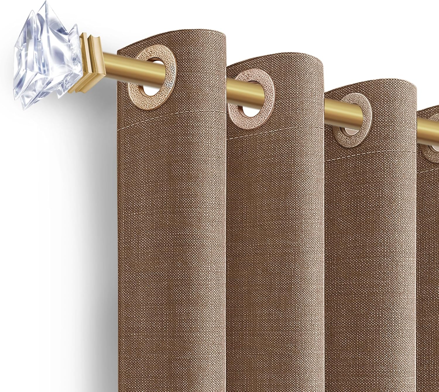 Adjustable 1 Inch Curtain Rods with Gold Square Crystal Finials