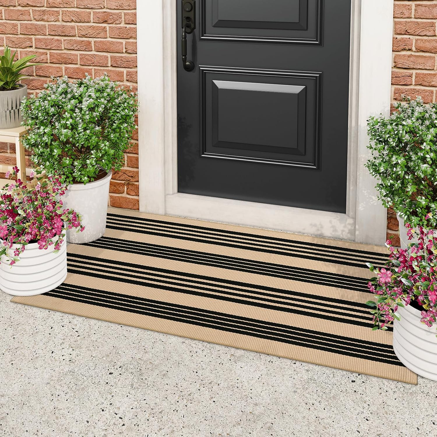 Tiveney Front Door Mat 2x43 Reversible Cotton Outdoor Rug