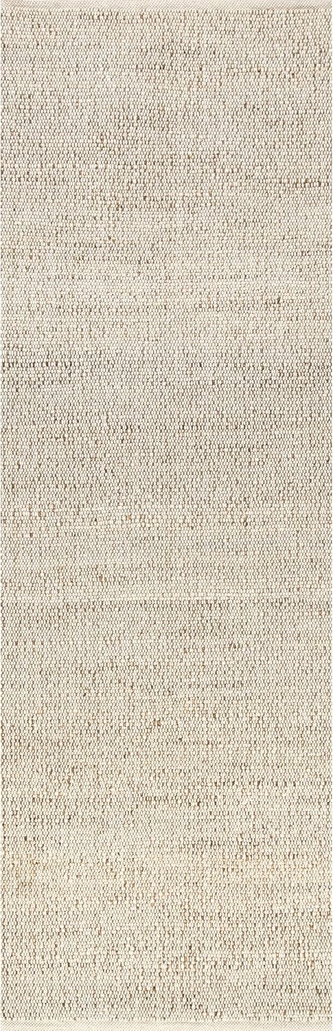 nuLOOM 26 x 10 Handwoven Jute Cotton Area Rug Natural Farmhouse Style