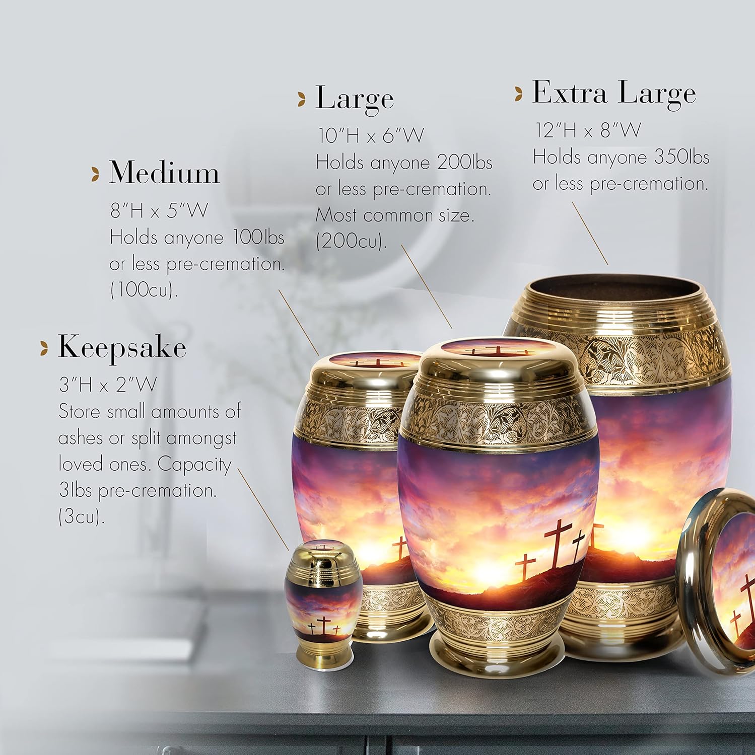 Sunset Cremation Urn for Women - Handcrafted Brass Decorative Urn