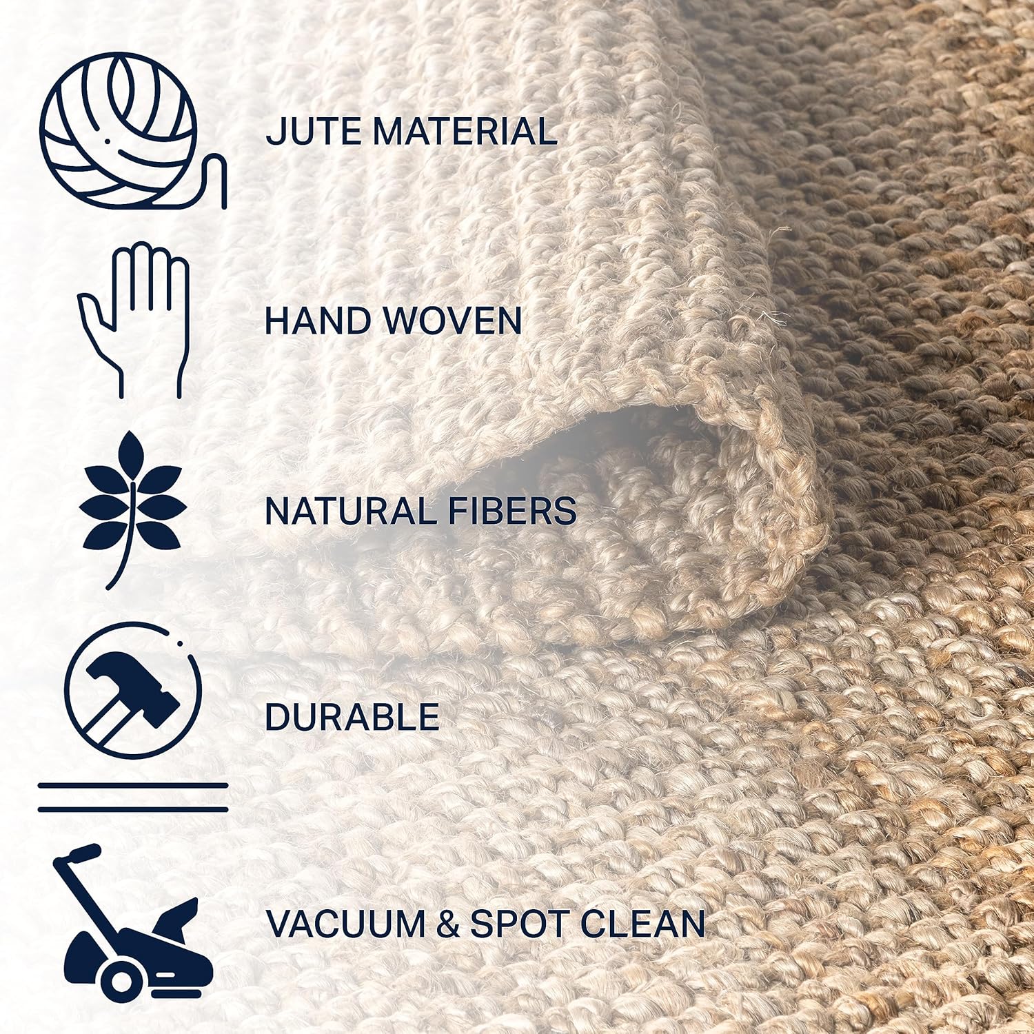 Jonathan Y NRF103A-2 Hand Woven Chunky Jute Rug with Fringe