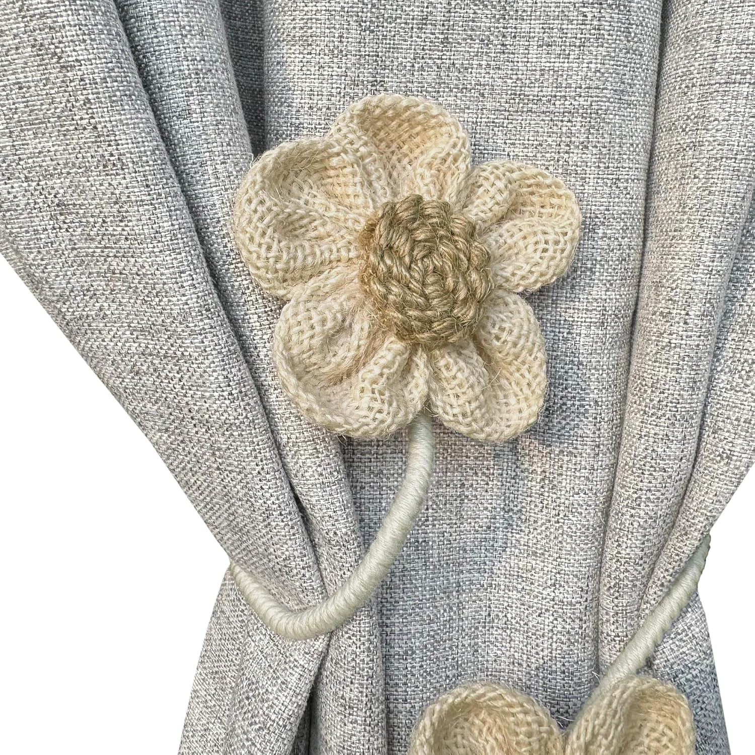 Warmtone Boho Jute Curtain Tiebacks Set of 4