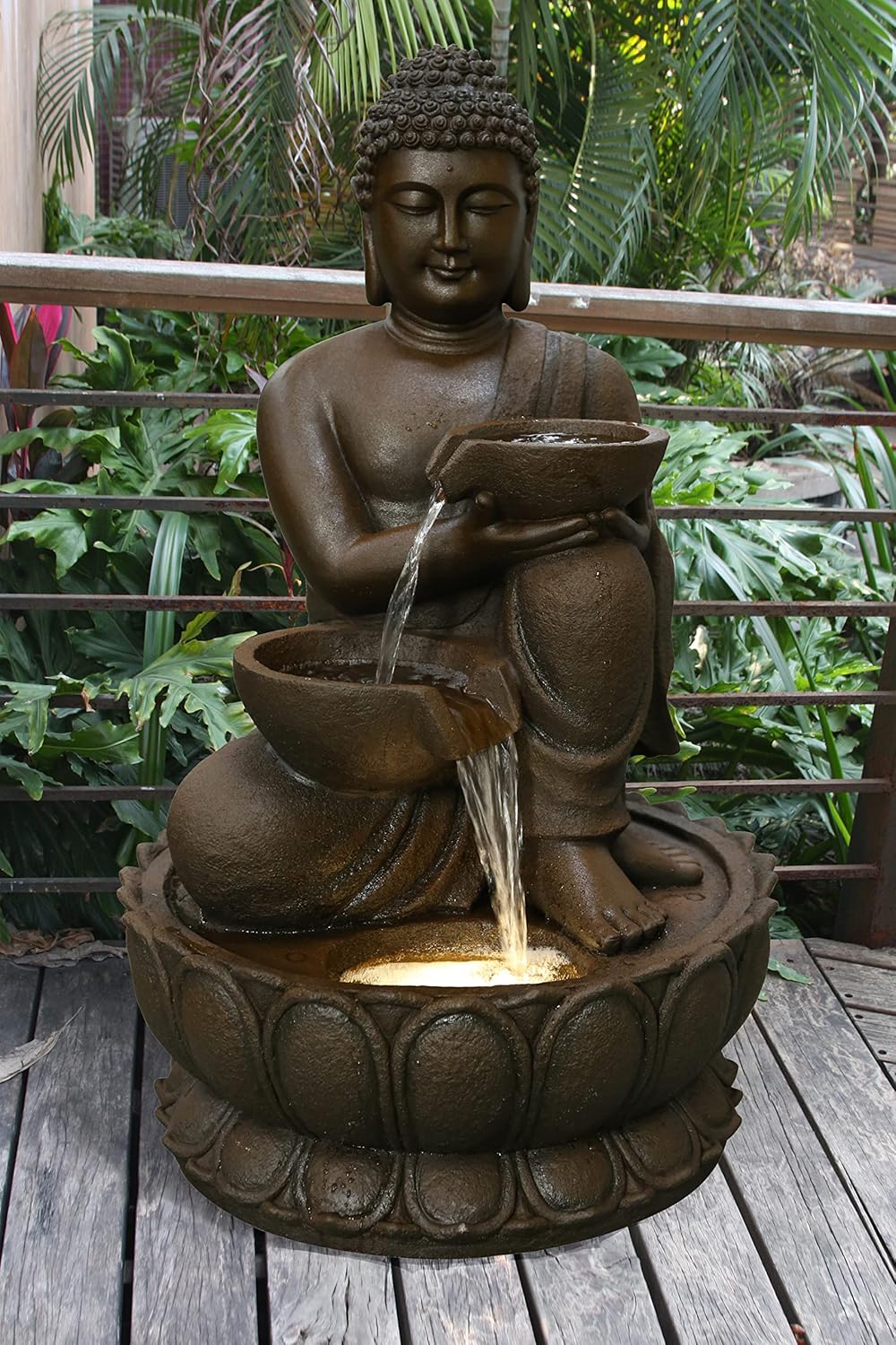 Hi-Line Gift Ltd Large Buddha Fountain with Warm White LED