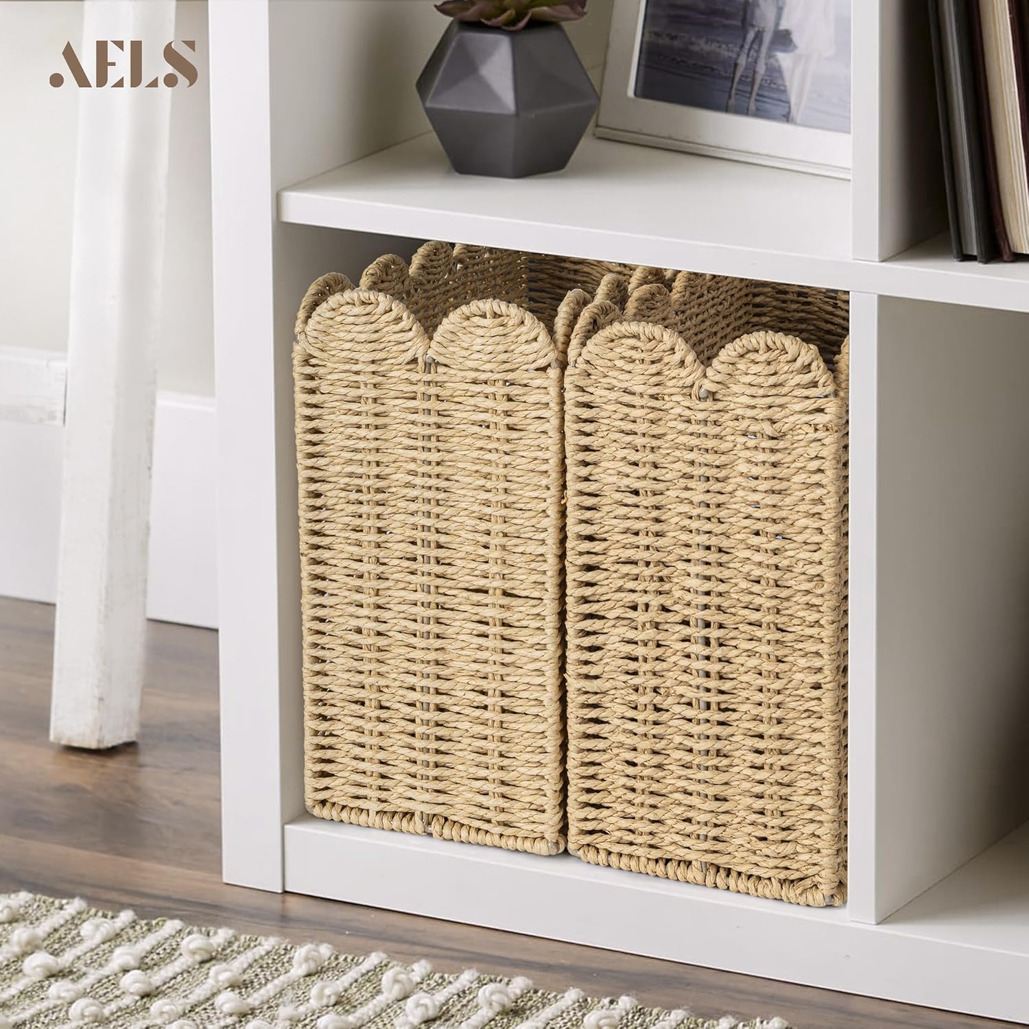 AELS Woven Magazine Holder Floor Rack Book Basket
