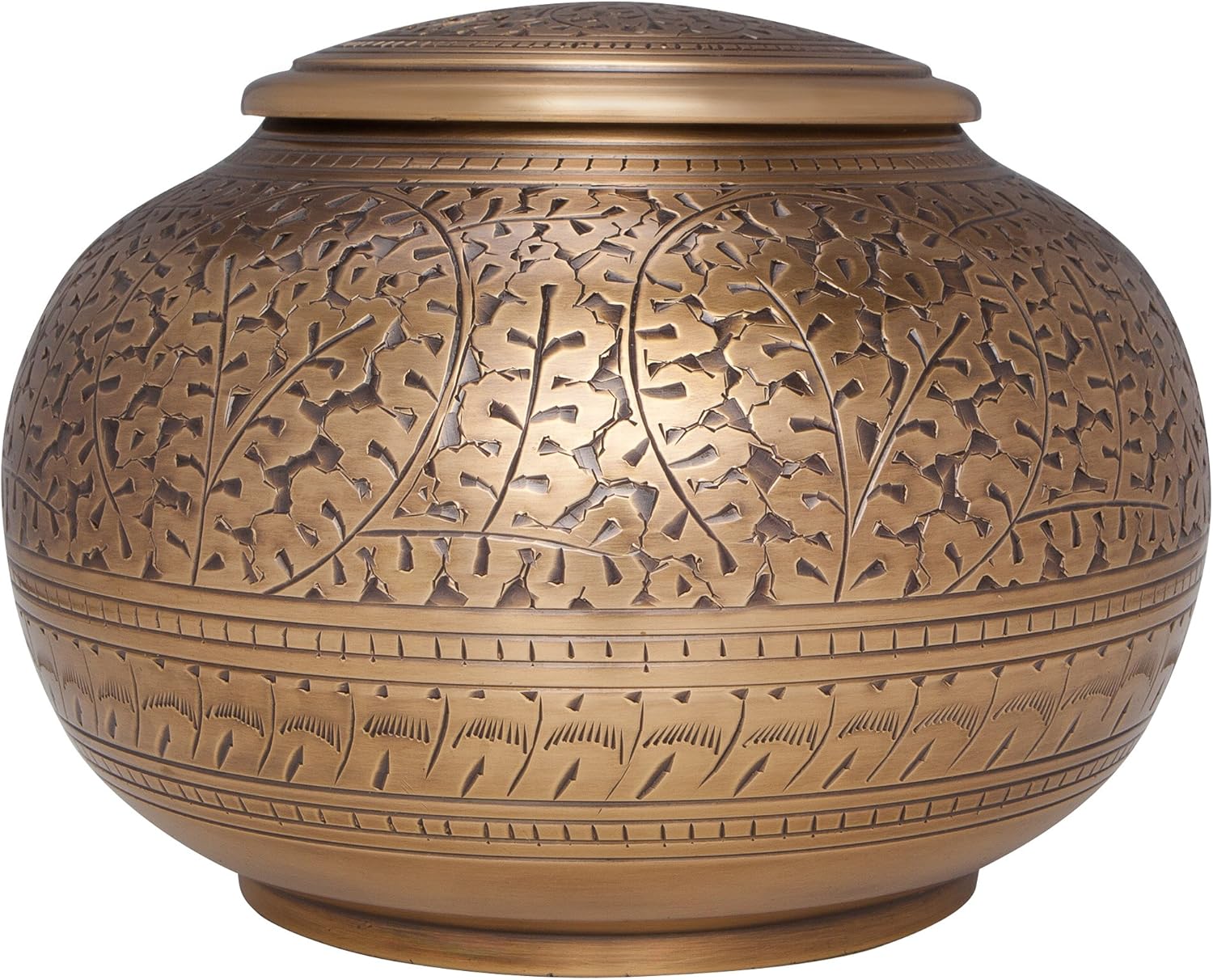 Antique Bronze Cremation Urn - Low Profile Vignette Model