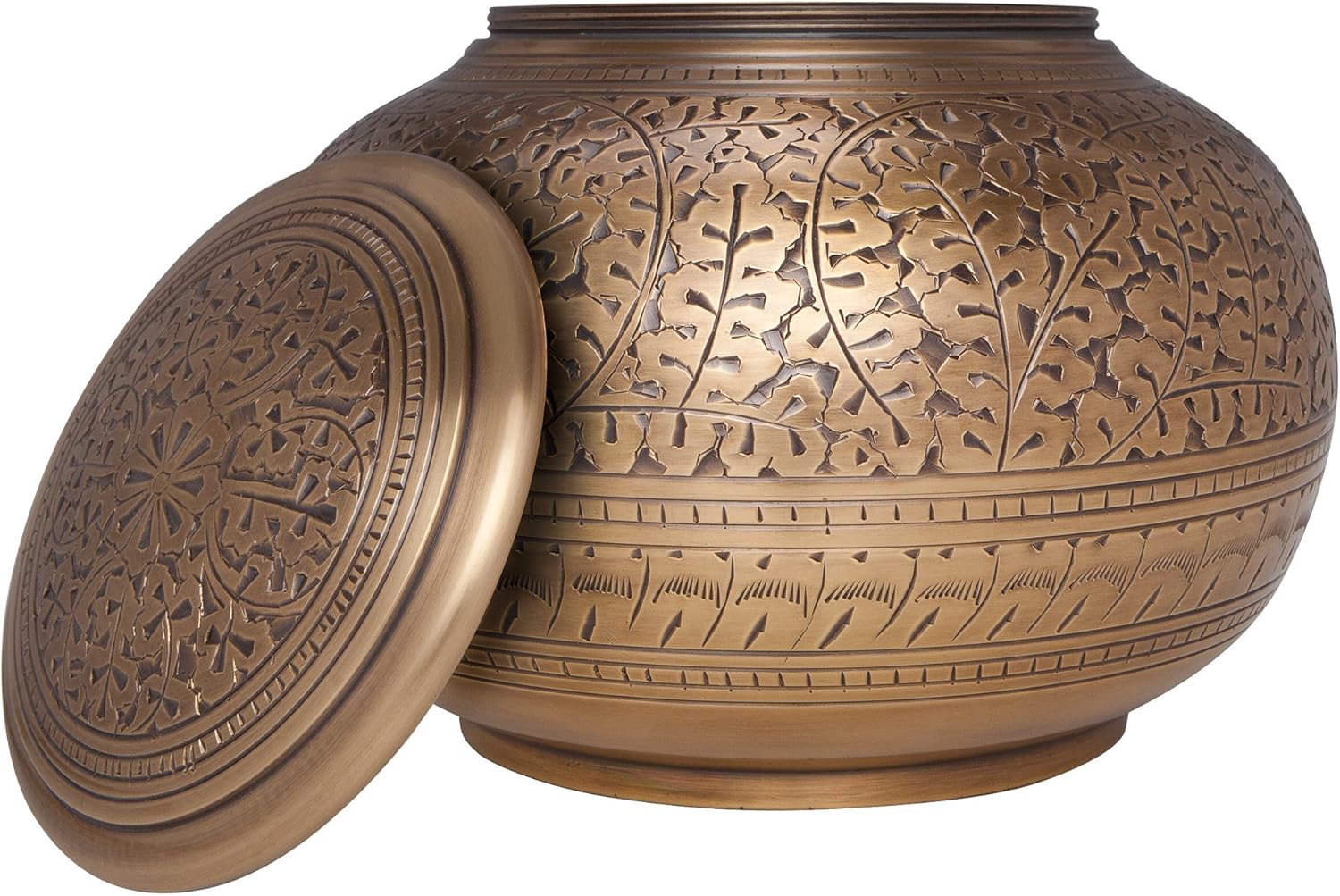 Antique Bronze Cremation Urn - Low Profile Vignette Model