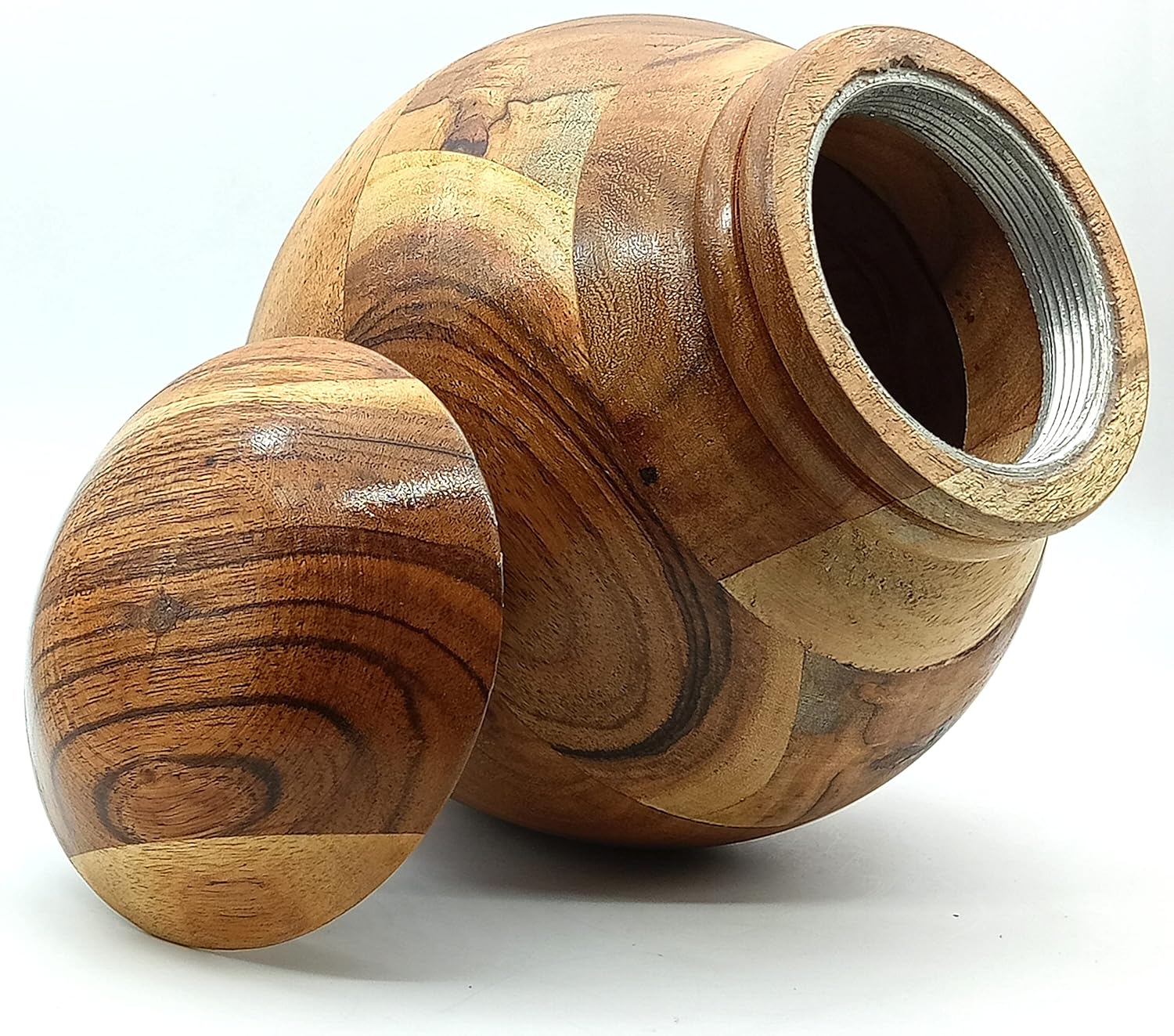 Handcrafted Wooden Urn for Human Ashes with Velvet Bag