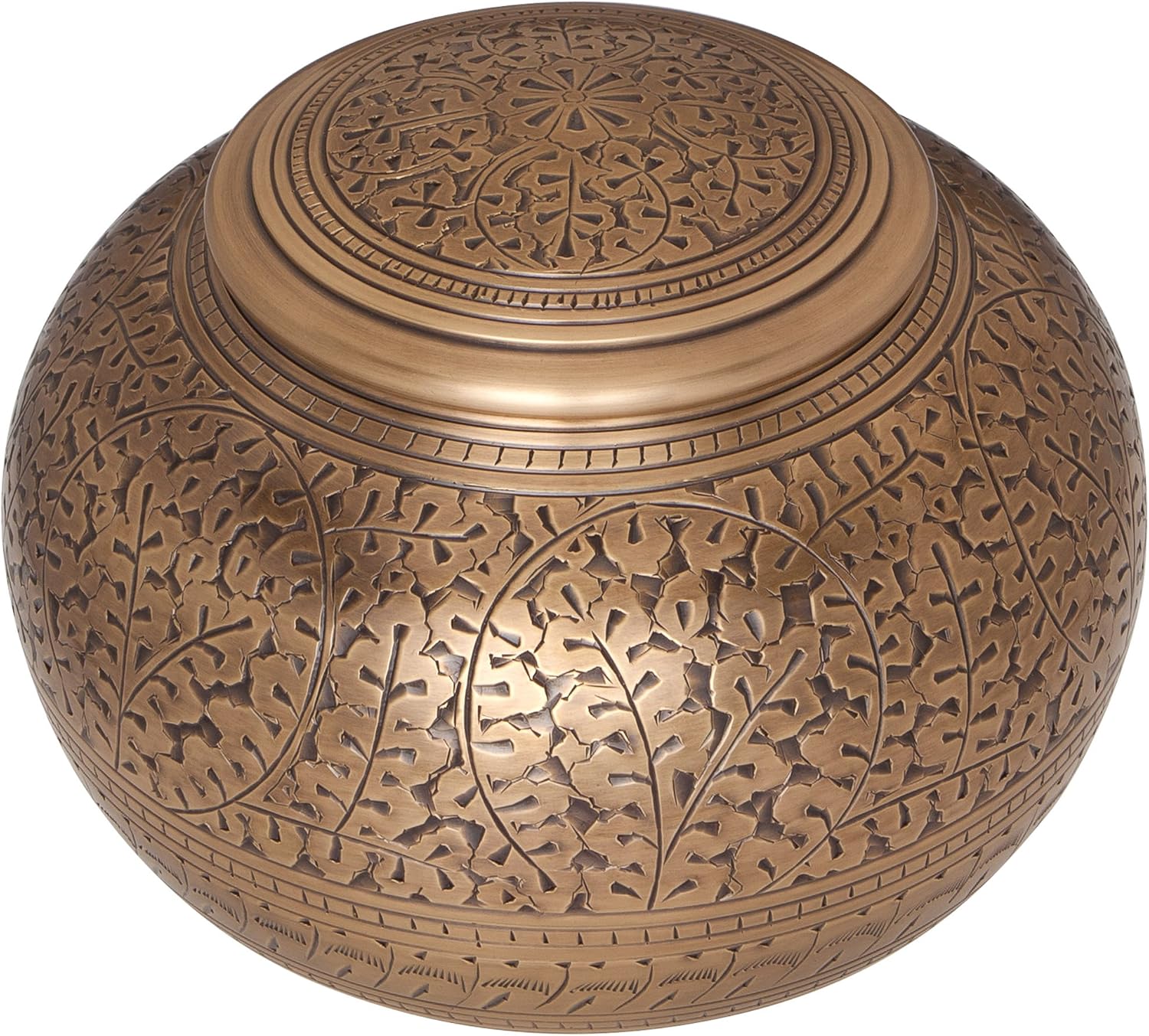 Antique Bronze Cremation Urn - Low Profile Vignette Model