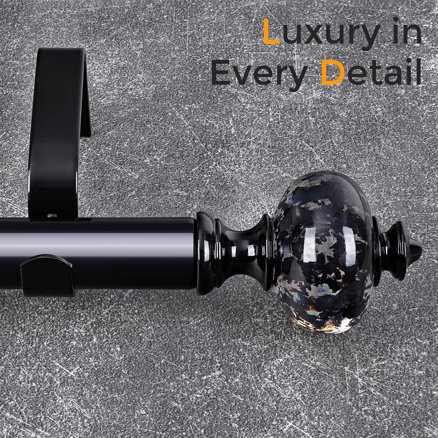 JRZOO Black Curtain Rod 30-88 Inches Adjustable