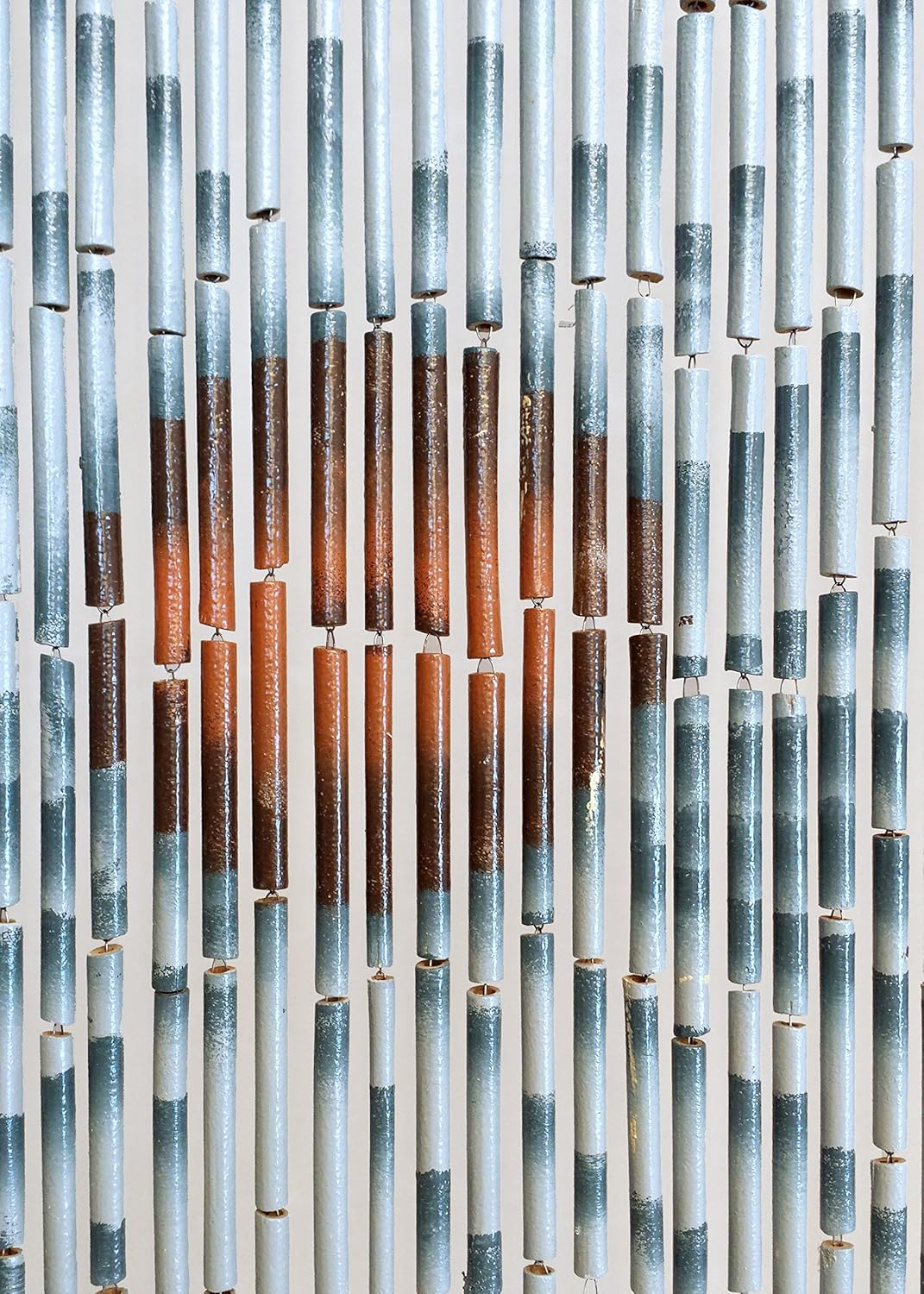 Wood Beaded Curtain - 90 Strands - Boho Door Beads - Handmade Hand Painted