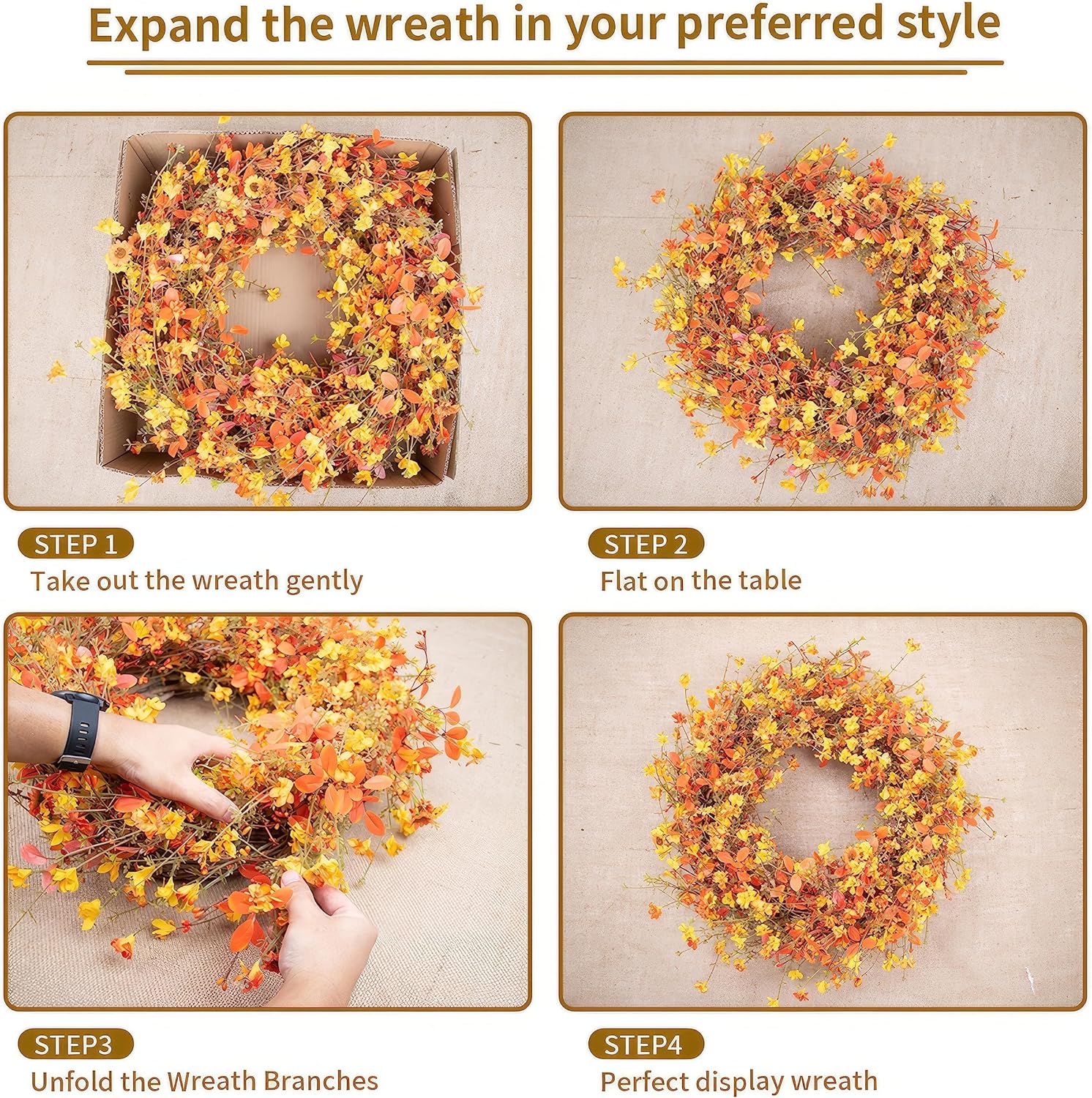 22 Inch Fall Wreath with Orange Eucalyptus and Berries